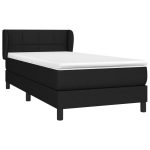 Pat box spring cu saltea, negru, 100×200 cm, textil