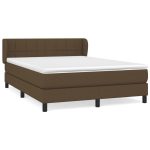 Pat box spring cu saltea, maro închis, 140×200 cm, textil