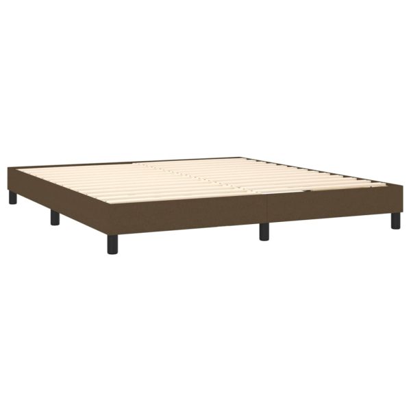 Pat box spring cu saltea, maro închis, 160×200 cm, textil