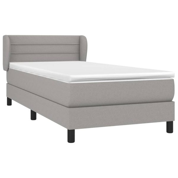 Pat continental cu saltea, gri deschis, 80×200 cm, textil