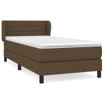 Pat box spring cu saltea, maro închis, 90×200 cm, textil