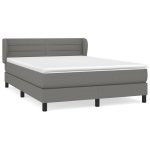 Pat box spring cu saltea, gri închis, 140×200 cm, textil