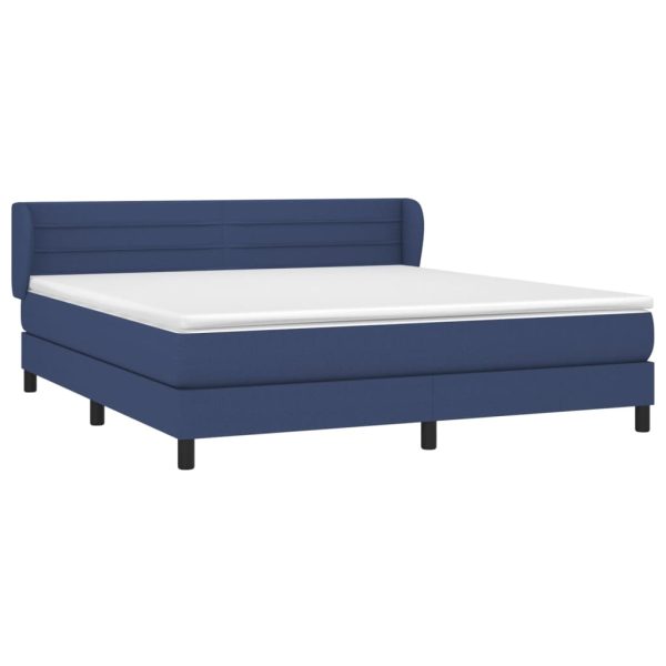 Pat box spring cu saltea, albastru, 180×200 cm, material textil