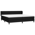 Pat box spring cu saltea, negru, 200×200 cm, textil