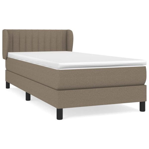 Pat box spring cu saltea, gri taupe, 100×200 cm, textil