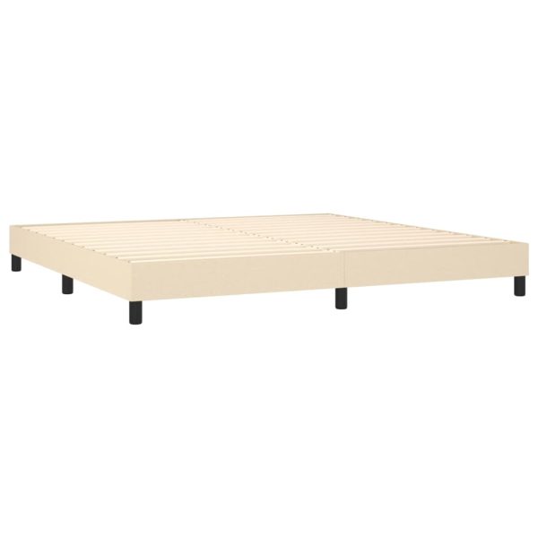 Pat box spring cu saltea, crem, 200×200 cm, textil
