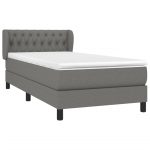 Pat box spring cu saltea, gri închis, 100×200 cm, textil