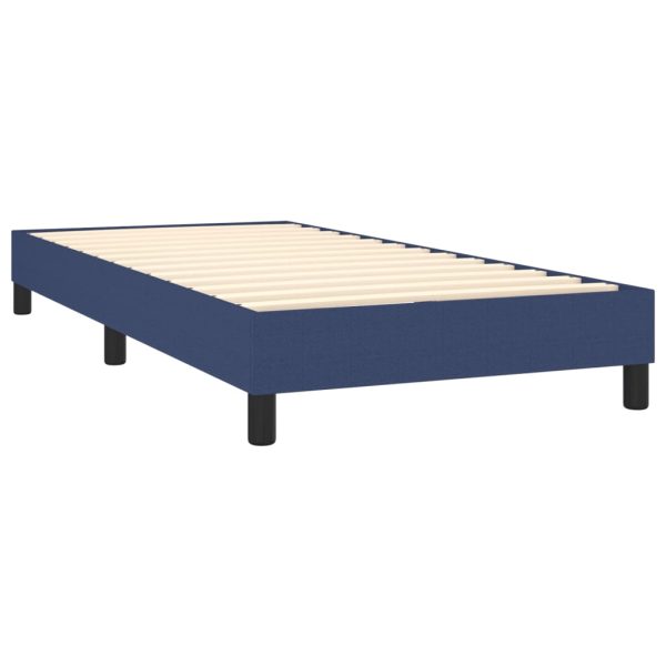 Pat box spring cu saltea, albastru, 90×190 cm, textil