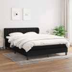 Pat box spring cu saltea, negru, 140×190 cm, textil