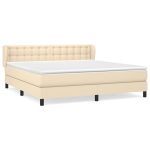 Pat continental cu saltea, crem, 180×200 cm, textil