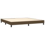 Pat box spring cu saltea, maro închis, 200×200 cm, textil
