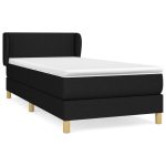 Pat box spring cu saltea, negru, 80×200 cm, textil