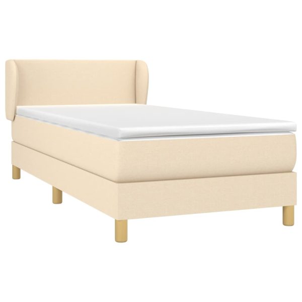 Pat box spring cu saltea, crem, 80×200 cm, textil