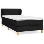 Pat box spring cu saltea, negru, 100×200 cm, textil