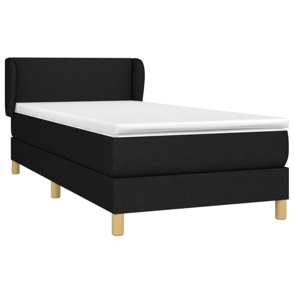 Pat box spring cu saltea, negru, 100×200 cm, textil
