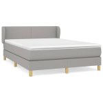 Pat box spring cu saltea, gri deschis, 140×190 cm, textil