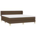 Pat box spring cu saltea, maro închis, 160×200 cm, textil