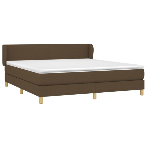Pat box spring cu saltea, maro închis, 160×200 cm, textil