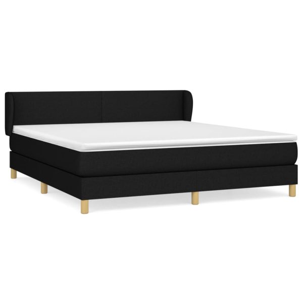 Pat box spring cu saltea, negru, 180×200 cm, catifea