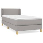 Pat continental cu saltea, gri deschis, 80×200 cm, textil