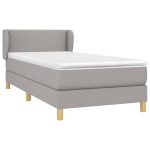 Pat continental cu saltea, gri deschis, 80×200 cm, textil