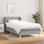 Pat continental cu saltea, gri deschis, 80×200 cm, textil