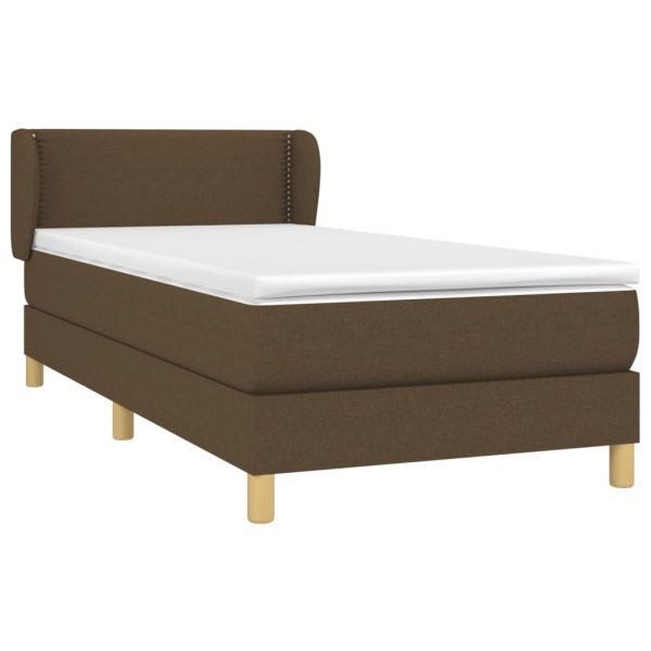 Pat box spring cu saltea, maro închis, 80×200 cm, textil