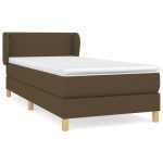 Pat box spring cu saltea, maro închis, 90×200 cm, textil
