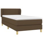 Pat box spring cu saltea, maro închis, 90×200 cm, textil