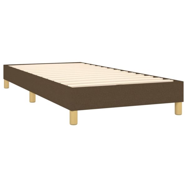 Pat box spring cu saltea, maro închis, 90×200 cm, textil