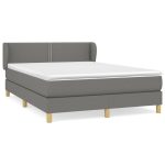 Pat box spring cu saltea, gri închis, 140×200 cm, textil