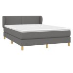 Pat box spring cu saltea, gri închis, 140×200 cm, textil