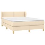 Pat continental cu saltea, crem, 140×200 cm, material textil