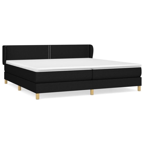 Pat box spring cu saltea, negru, 200×200 cm, textil