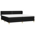 Pat box spring cu saltea, negru, 200×200 cm, textil