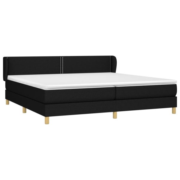 Pat box spring cu saltea, negru, 200×200 cm, textil