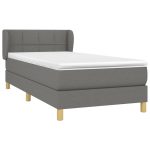 Pat box spring cu saltea, gri închis, 80×200 cm, textil