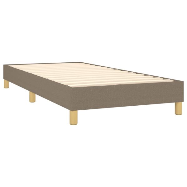 Pat box spring cu saltea, gri taupe, 80×200 cm, textil