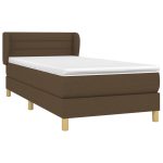 Pat box spring cu saltea, maro închis, 90×190 cm, textil
