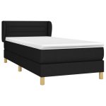 Pat box spring cu saltea, negru, 90×200 cm, textil