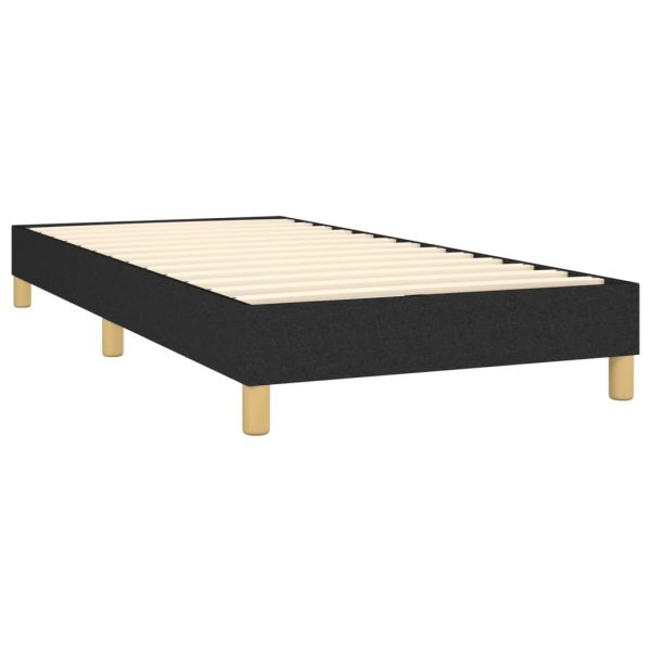 Pat box spring cu saltea, negru, 90×200 cm, textil