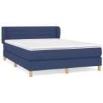 Pat box spring cu saltea, albastru, 140×200 cm, textil