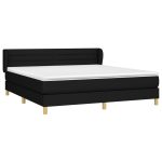 Pat box spring cu saltea, negru, 160×200 cm, textil
