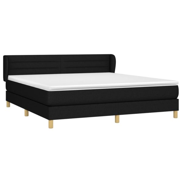 Pat box spring cu saltea, negru, 160×200 cm, textil