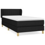 Pat box spring cu saltea, negru, 90×190 cm, textil