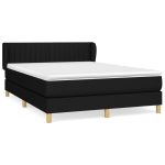 Pat box spring cu saltea, negru, 140×190 cm, textil
