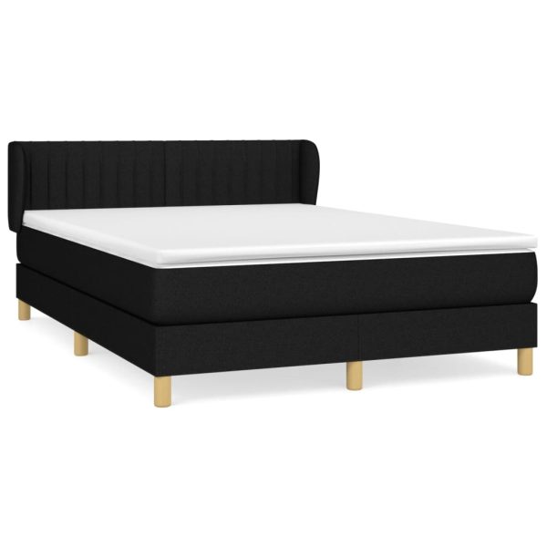 Pat box spring cu saltea, negru, 140×190 cm, textil