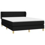 Pat box spring cu saltea, negru, 140×190 cm, textil