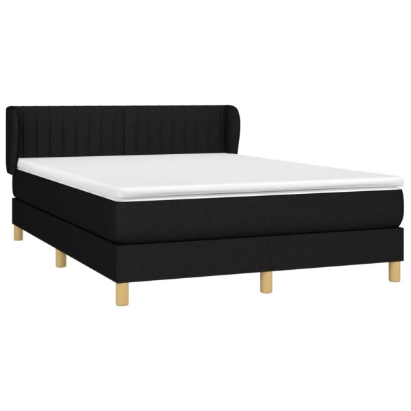 Pat box spring cu saltea, negru, 140×200 cm, textil