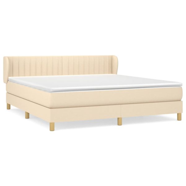 Pat continental cu saltea, crem, 180×200 cm, textil